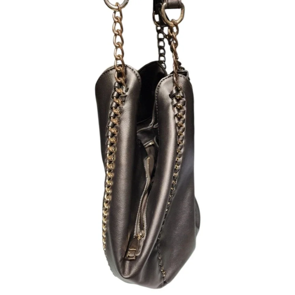 BEBE Collette Triple Entry Hobo Bag Pewter